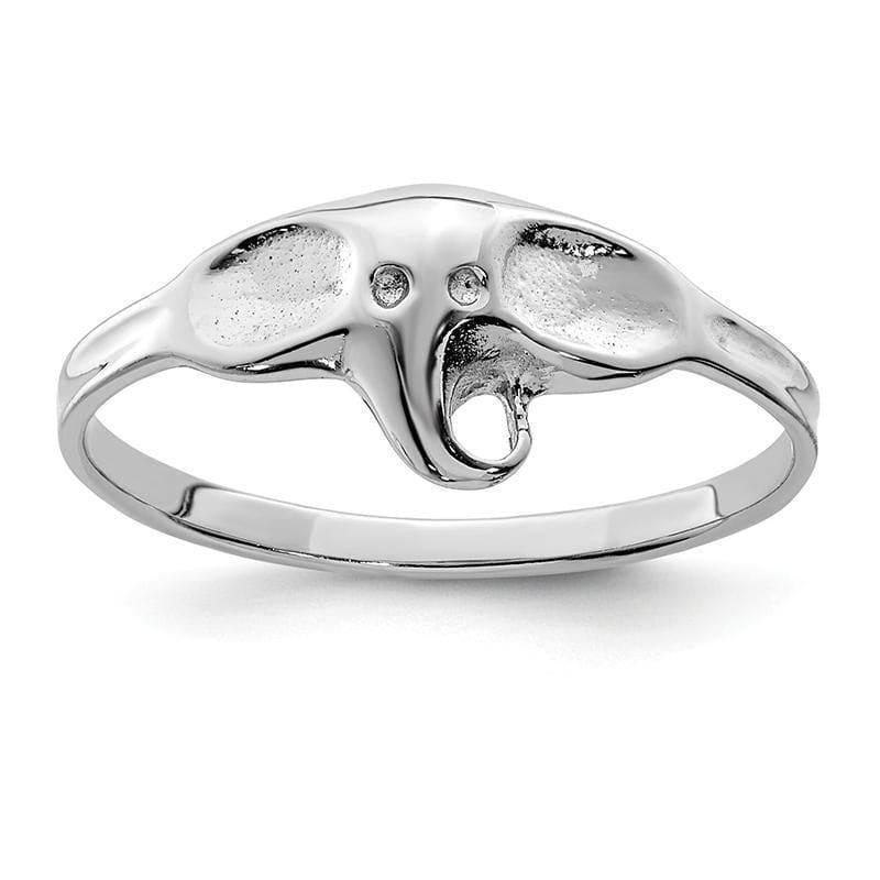 Sterling Silver Rhodium-plated Polished Elephant Ring - Seattle Gold Grillz