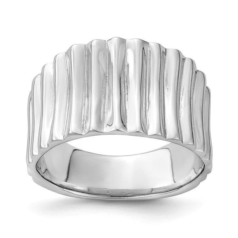 Sterling Silver Rhodium-plated Polished Ridged Ring - Seattle Gold Grillz