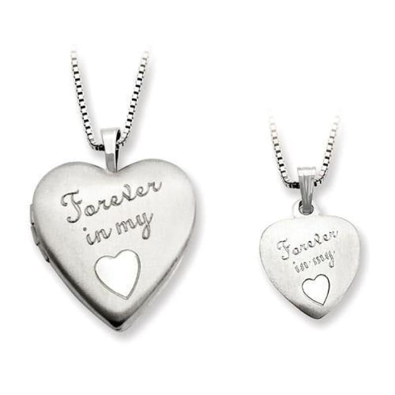 Sterling Silver Rhodium-plated Polished Satin Forever in My Heart Locket & | Weight: grams, Length: mm, Width: mm - Seattle Gold Grillz