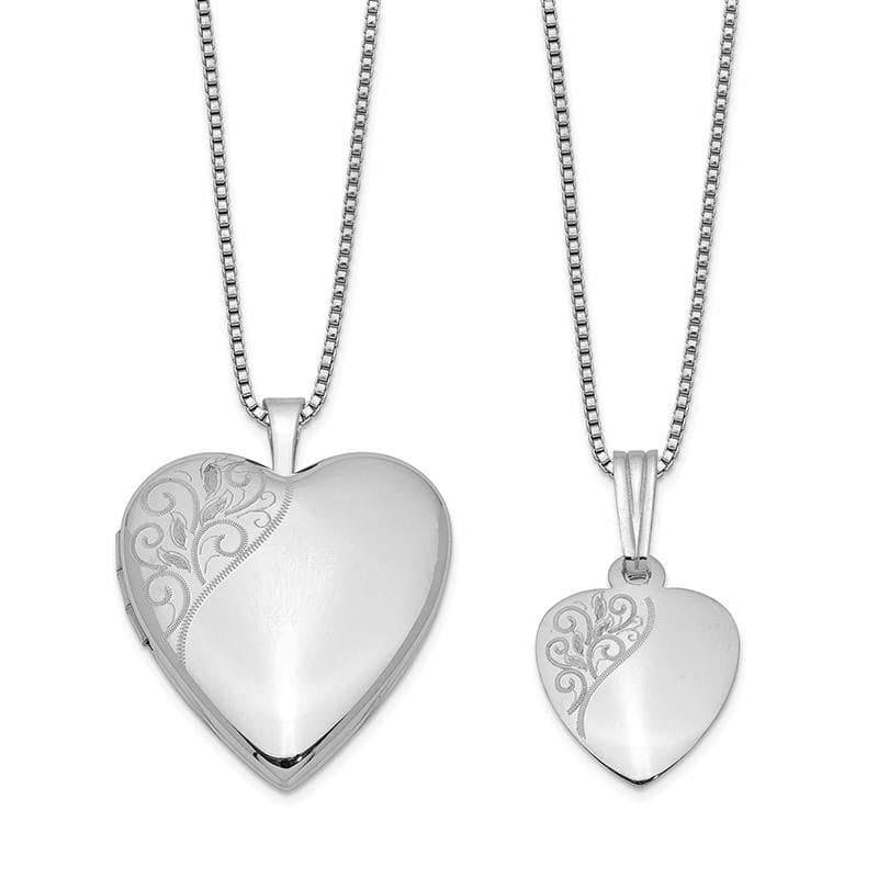 Sterling Silver Rhodium-plated Polished Swirl Design Heart Locket & Pendant | Weight: grams, Length: mm, Width: mm - Seattle Gold Grillz