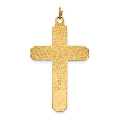 Sterling Silver Rhodium-plated Satin/Polished Vermeil Corpus Cross Pendant - Seattle Gold Grillz