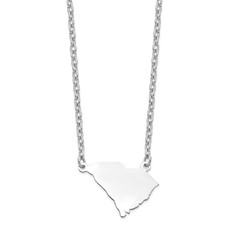Sterling Silver Rhodium-plated SC State Pendant with chain - Seattle Gold Grillz