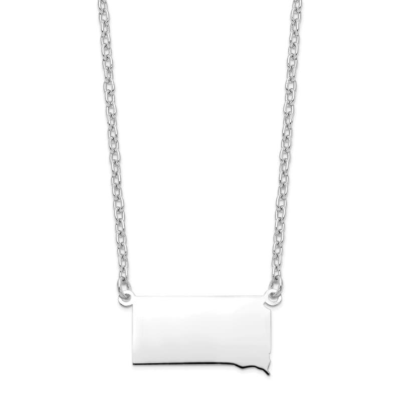 Sterling Silver Rhodium-plated SD State Pendant with chain - Seattle Gold Grillz