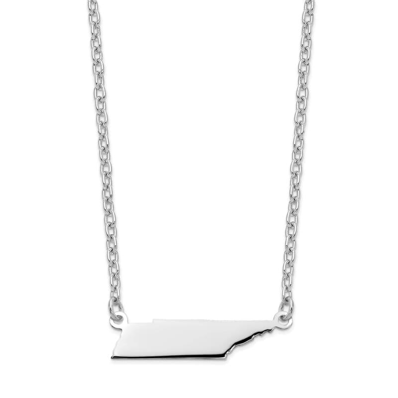 Sterling Silver Rhodium-plated TN State Pendant with chain - Seattle Gold Grillz