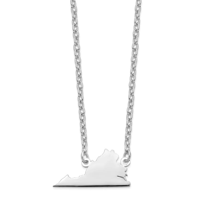 Sterling Silver Rhodium-plated VA State Pendant with chain - Seattle Gold Grillz