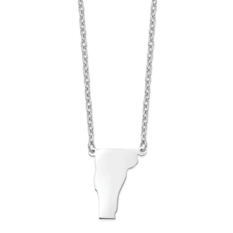 Sterling Silver Rhodium-plated VT State Pendant with chain - Seattle Gold Grillz
