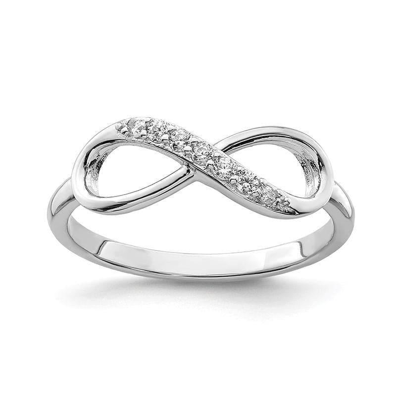 Sterling Silver Rhodium-plated with CZ Infinity Ring - Seattle Gold Grillz