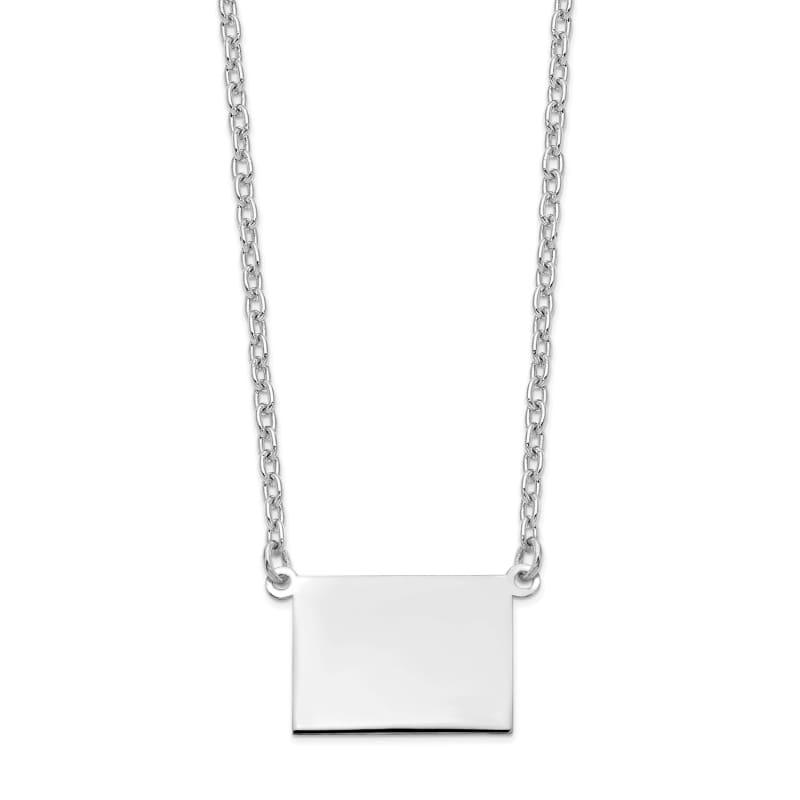 Sterling Silver Rhodium-plated WY State Pendant with chain - Seattle Gold Grillz