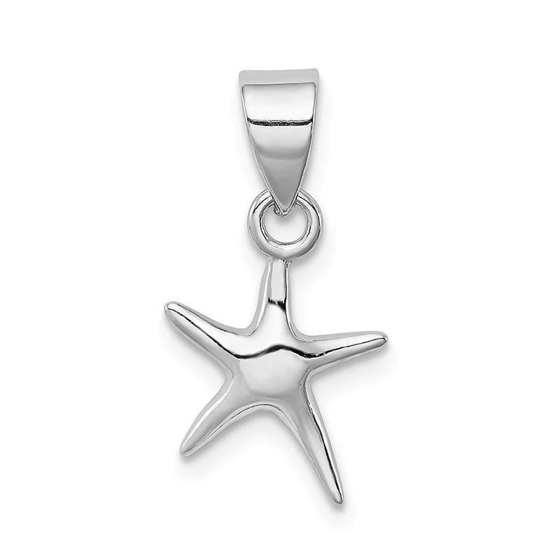 Sterling Silver Rhodium-platedStarfish Pendant | Weight: 0.51 grams, Length: 15mm, Width: 11mm - Seattle Gold Grillz
