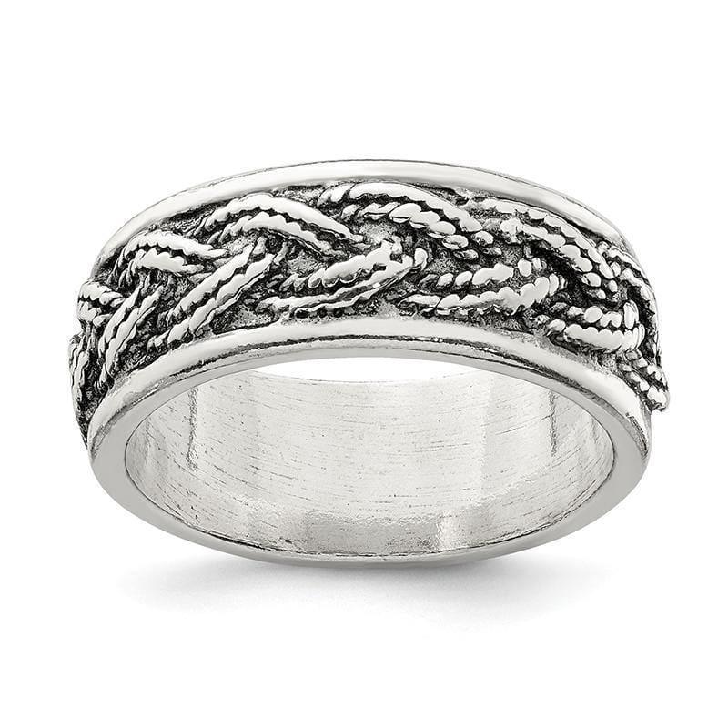 Sterling Silver Rope Weave Design Ring - Seattle Gold Grillz