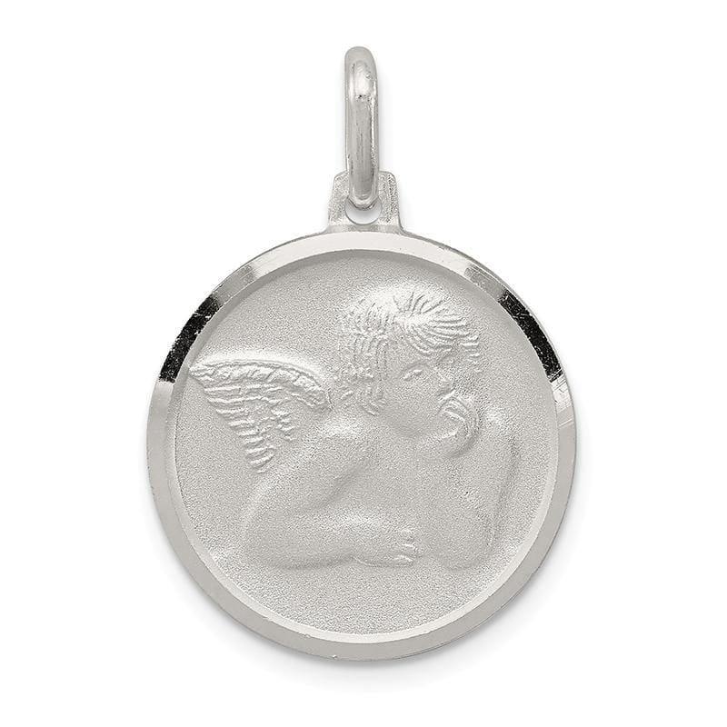 Sterling Silver Satin Angel Charm | Weight: 2.7 grams, Length: 26mm, Width: 20mm - Seattle Gold Grillz