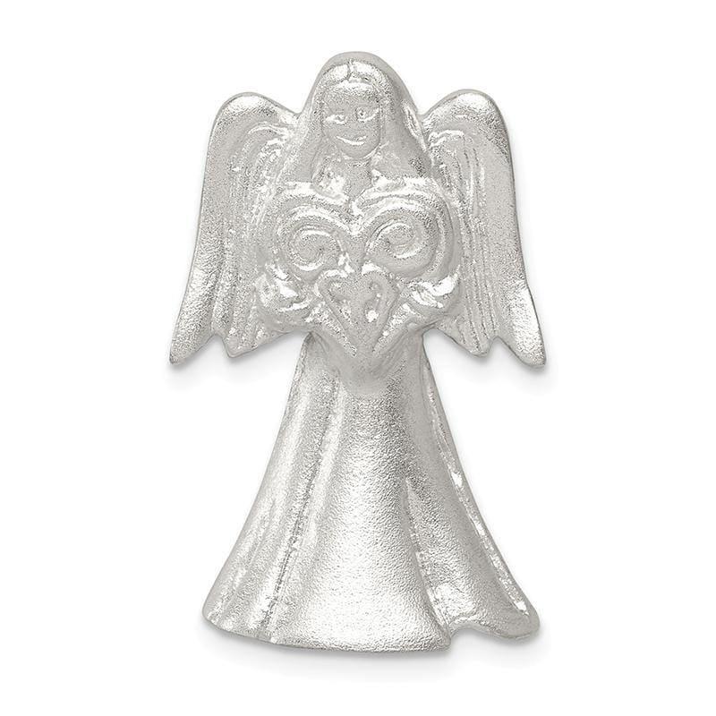 Sterling Silver Satin Finish Angel Pendant | Weight: 4.41 grams, Length: 28mm, Width: 19mm - Seattle Gold Grillz