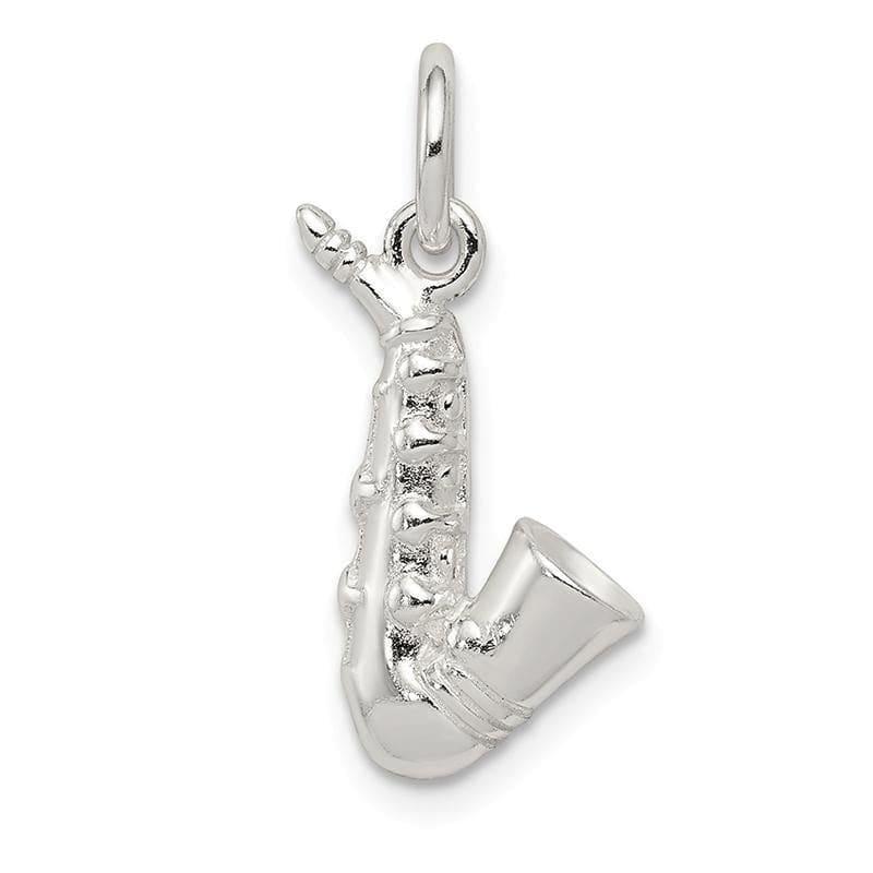 Sterling Silver Saxophone Charm | Weight: 1.23 grams, Length: 17mm, Width: 10mm - Seattle Gold Grillz