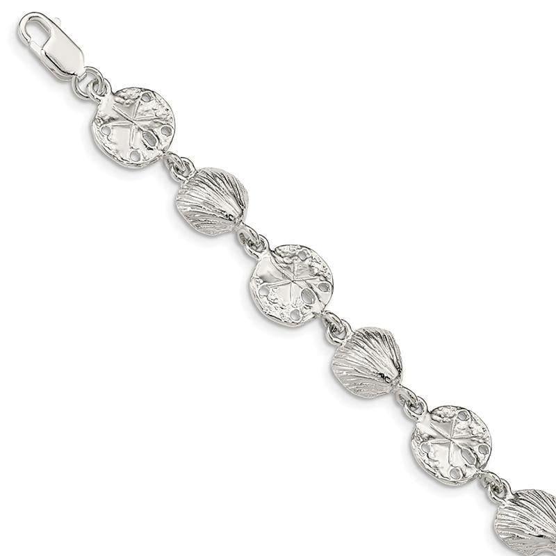 Sterling Silver Seashells & Sand Dollars Bracelet | Weight: 9.88 grams, Length: 7mm, Width: mm - Seattle Gold Grillz