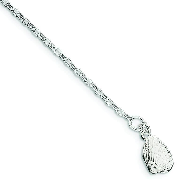 Sterling Silver Shell Anklet | Weight: 3.05 grams, Length: 9mm, Width: mm - Seattle Gold Grillz