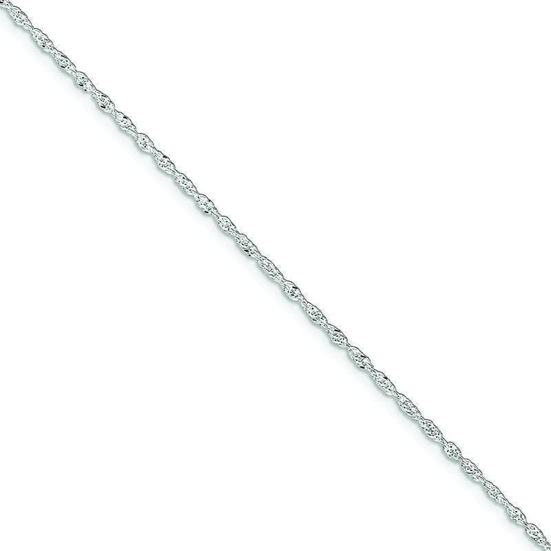 Sterling Silver Singapore w- 1in ext. Anklet - Seattle Gold Grillz