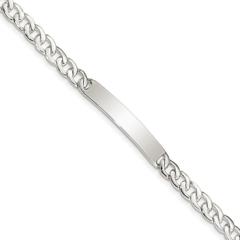 Sterling Silver Small ID Plate, Curb Link Bracelet | Weight: 6.44 grams, Length: 7.25mm, Width: 5mm - Seattle Gold Grillz