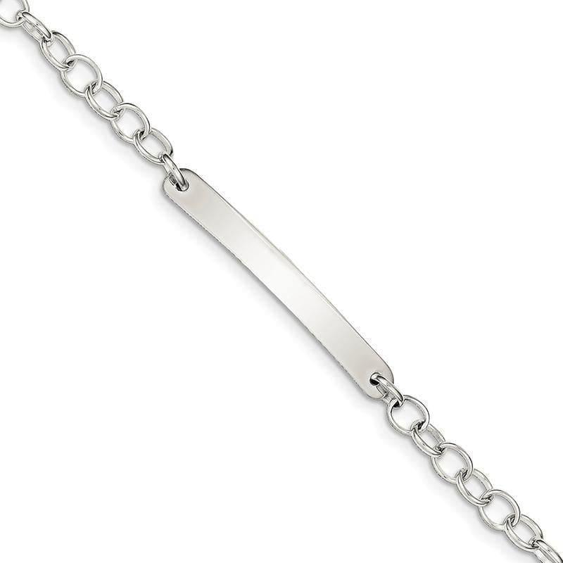 Sterling Silver Small Oval Rolo Link Id Bracelet | Weight: 5.95 grams, Length: 7.5mm, Width: 4mm - Seattle Gold Grillz