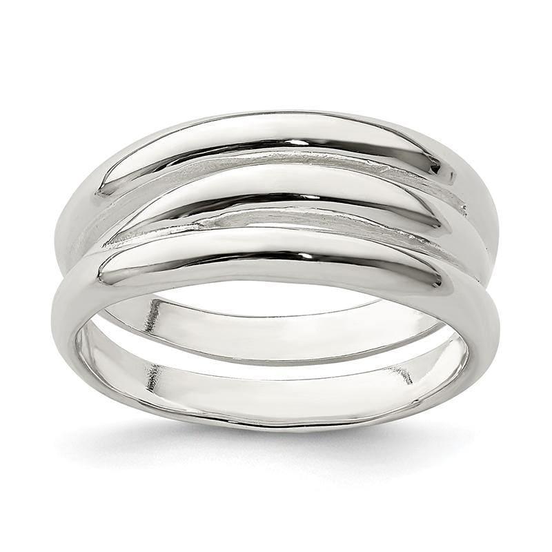 Sterling Silver Solid Fancy Ribbed Ring - Seattle Gold Grillz