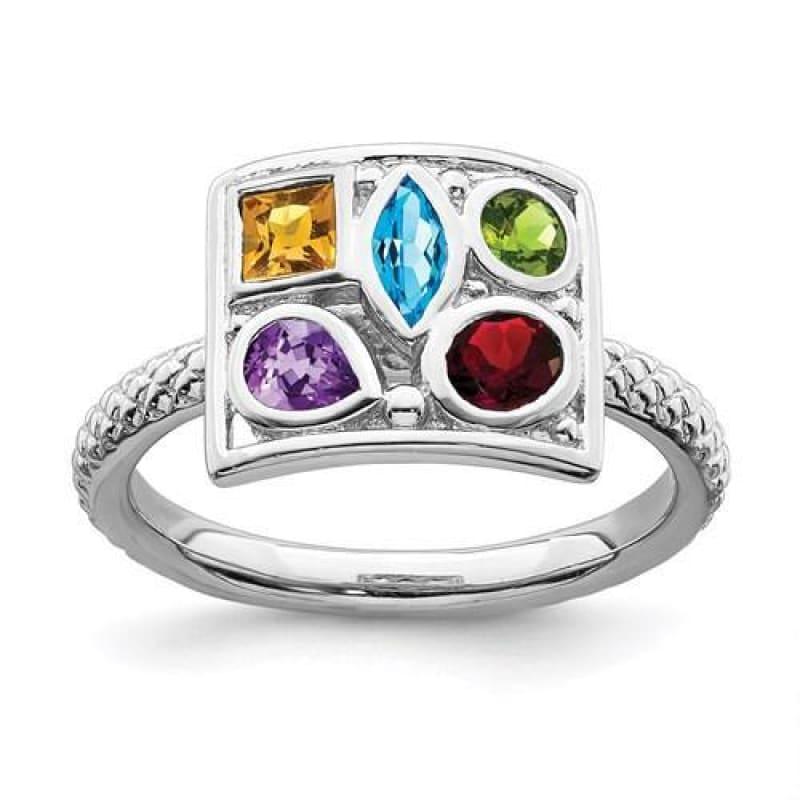 Sterling Silver Stackable Expressions Gemstone Ring - Seattle Gold Grillz