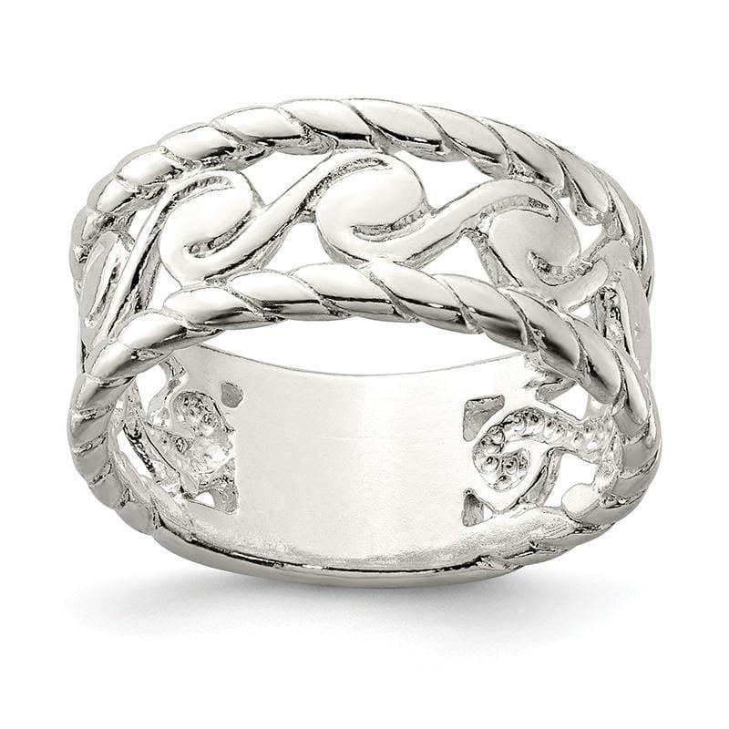 Sterling Silver Twisted Spiral Scroll Stacked Ring - Seattle Gold Grillz