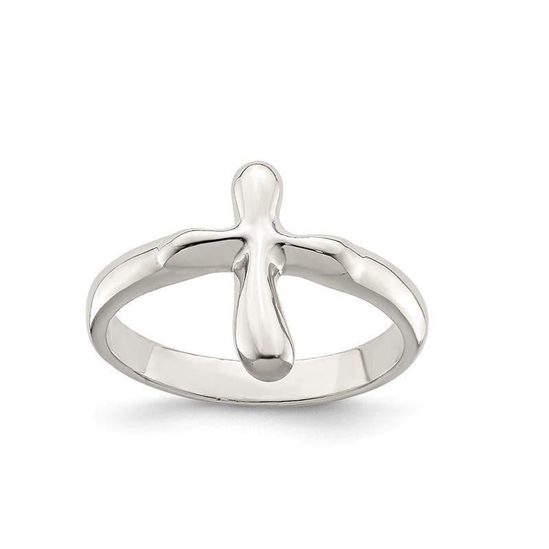 Sterling Silver Vertical Tiny Freeform Cross Ring - Seattle Gold Grillz