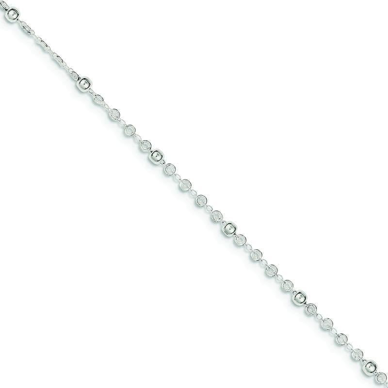 Sterling Silver w- 1in ext. Anklet | Weight: 1.86 grams, Length: 10mm, Width: mm - Seattle Gold Grillz