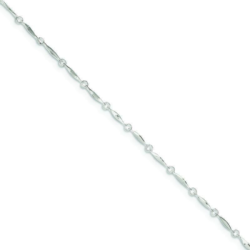 Sterling Silver w- 1in ext. Anklet | Weight: 1.89 grams, Length: 10mm, Width: mm - Seattle Gold Grillz
