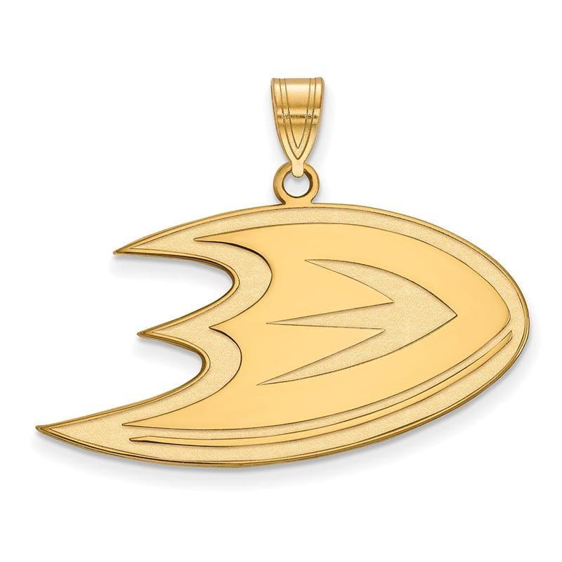 Sterling Silver w-GP NHL LogoArt Anaheim Ducks Large Pendant - Seattle Gold Grillz