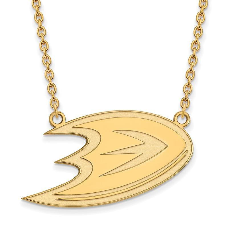 Sterling Silver w-GP NHL LogoArt Anaheim Ducks Large Pendant w-Necklace - Seattle Gold Grillz