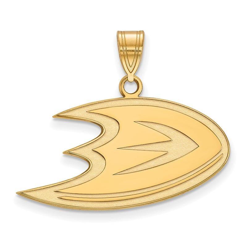 Sterling Silver w-GP NHL LogoArt Anaheim Ducks Medium Pendant - Seattle Gold Grillz