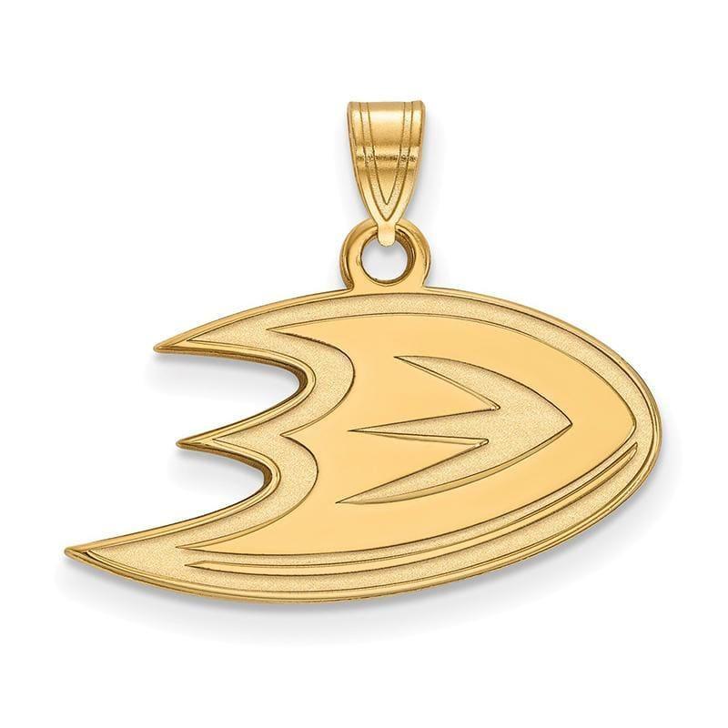 Sterling Silver w-GP NHL LogoArt Anaheim Ducks Small Pendant - Seattle Gold Grillz