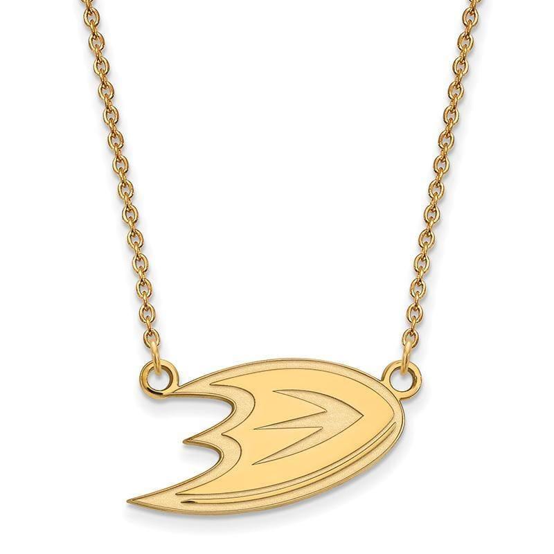 Sterling Silver w-GP NHL LogoArt Anaheim Ducks Small Pendant w-Necklace - Seattle Gold Grillz