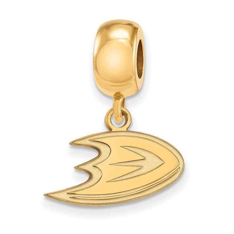 Sterling Silver w-GP NHL LogoArt Anaheim Ducks XS Dangle Bead Charm - Seattle Gold Grillz