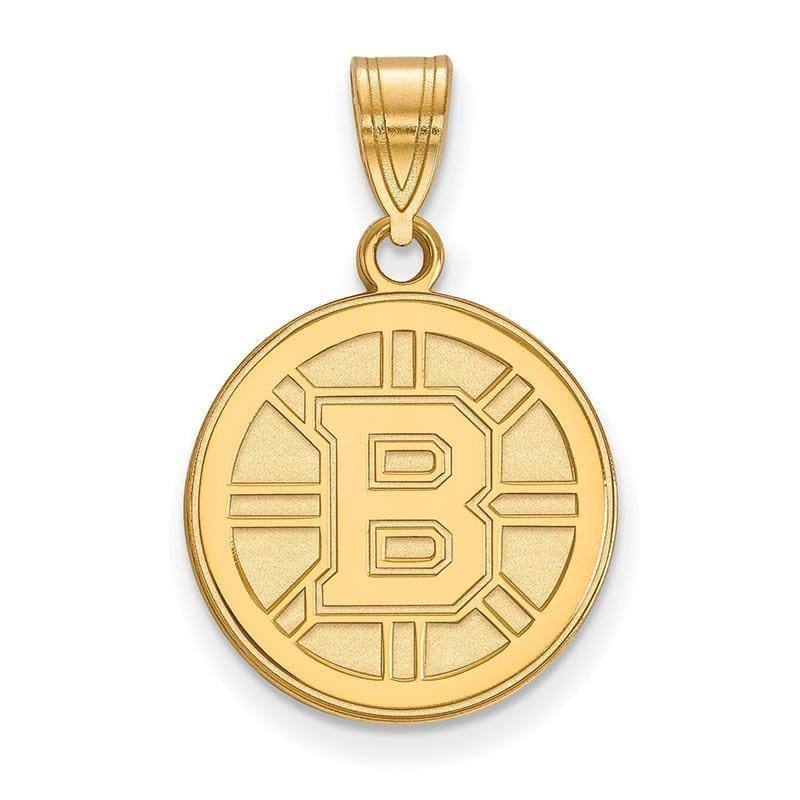 Sterling Silver w-GP NHL LogoArt Boston Bruins Medium Pendant - Seattle Gold Grillz