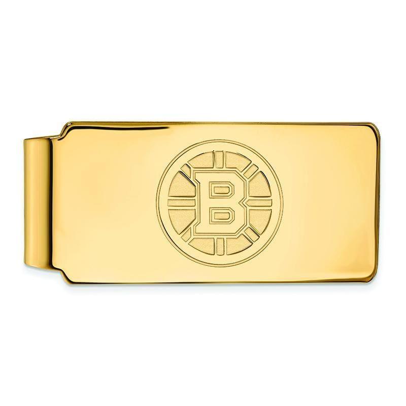 Sterling Silver w-GP NHL LogoArt Boston Bruins Money Clip - Seattle Gold Grillz