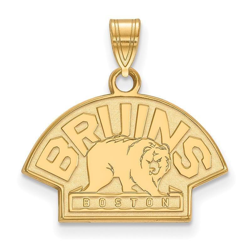 Sterling Silver w-GP NHL LogoArt Boston Bruins Small Pendant - Seattle Gold Grillz