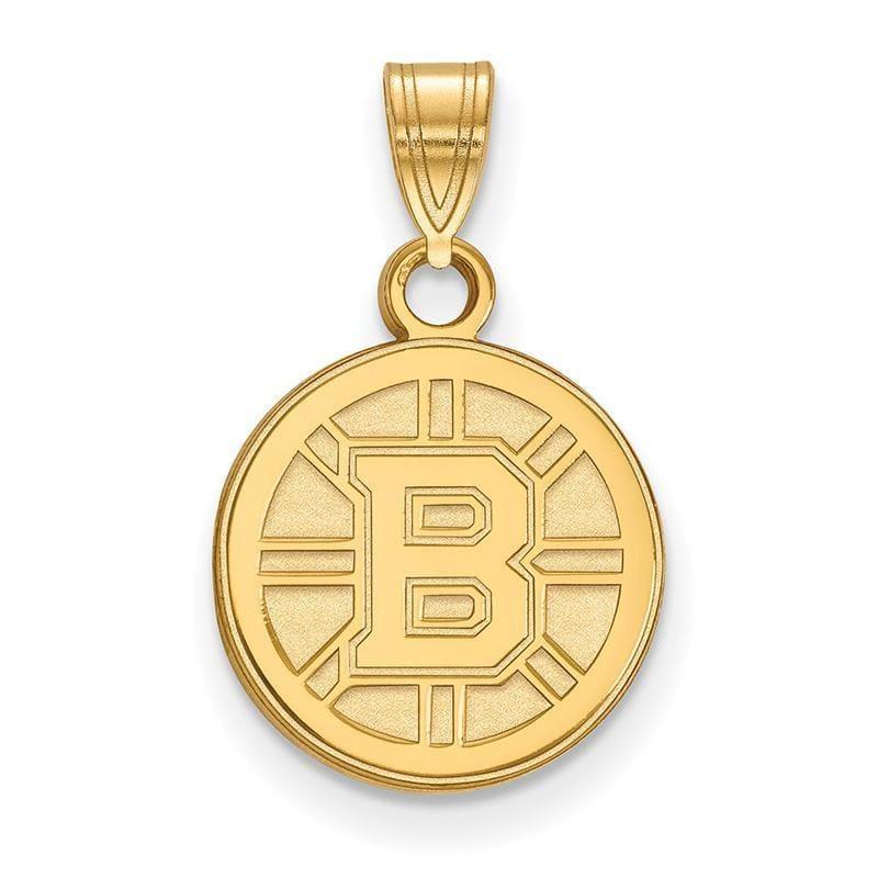 Sterling Silver w-GP NHL LogoArt Boston Bruins Small Pendant - Seattle Gold Grillz