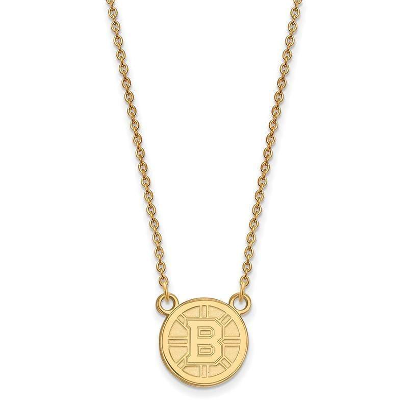 Sterling Silver w-GP NHL LogoArt Boston Bruins Small Pendant w-Necklace - Seattle Gold Grillz