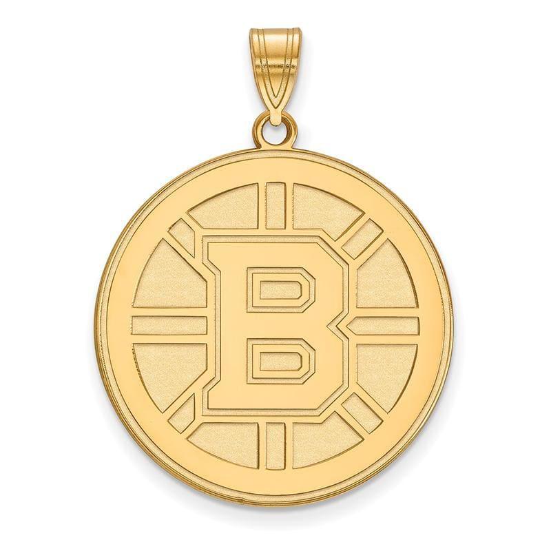 Sterling Silver w-GP NHL LogoArt Boston Bruins XL Pendant - Seattle Gold Grillz
