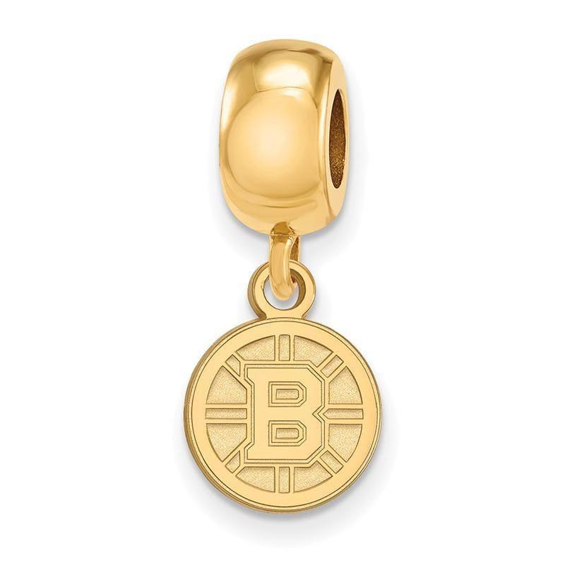 Sterling Silver w-GP NHL LogoArt Boston Bruins XS Dangle Bead Charm - Seattle Gold Grillz