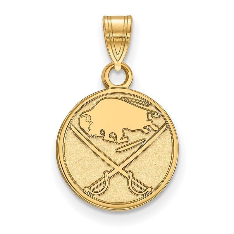 Sterling Silver w-GP NHL LogoArt Buffalo Sabres Small Pendant - Seattle Gold Grillz