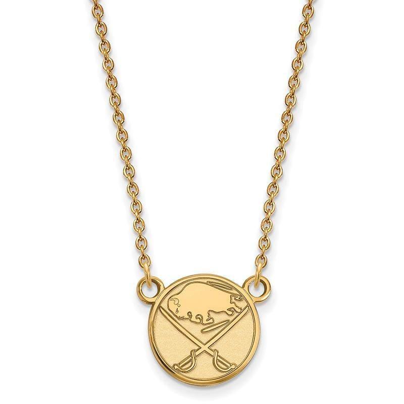 Sterling Silver w-GP NHL LogoArt Buffalo Sabres Small Pendant w-Necklace - Seattle Gold Grillz
