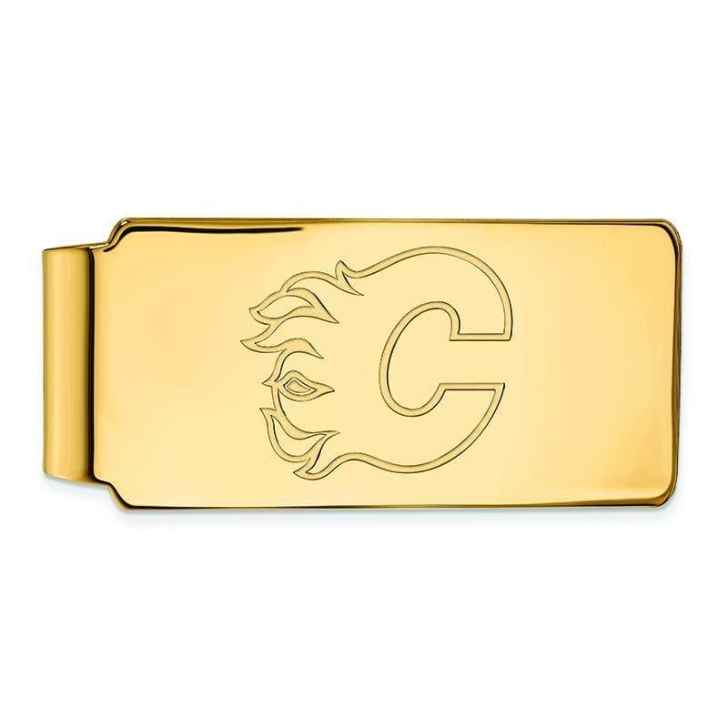 Sterling Silver w-GP NHL LogoArt Calgary Flames Money Clip - Seattle Gold Grillz