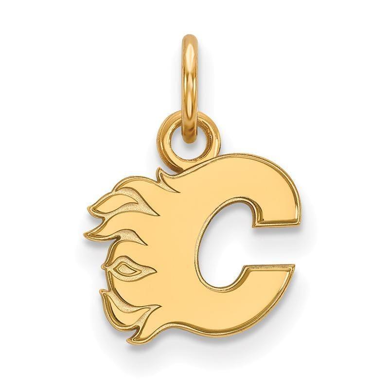 Sterling Silver w-GP NHL LogoArt Calgary Flames XS Pendant - Seattle Gold Grillz