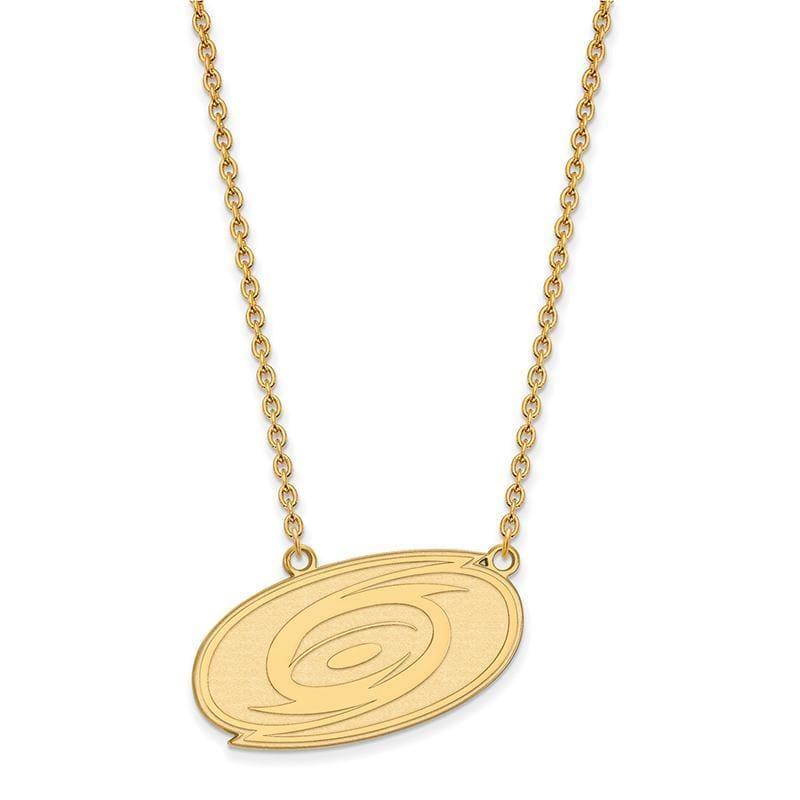 Sterling Silver w-GP NHL LogoArt Carolina Hurricanes Lg Pendant w-Necklace - Seattle Gold Grillz