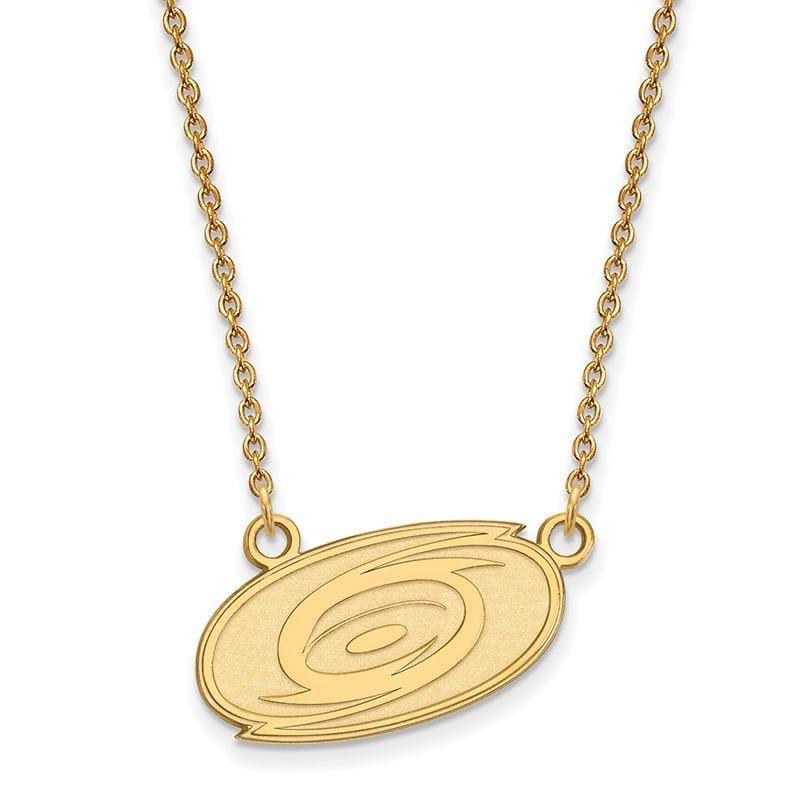 Sterling Silver w-GP NHL LogoArt Carolina Hurricanes Sm Pendant w-Necklace - Seattle Gold Grillz