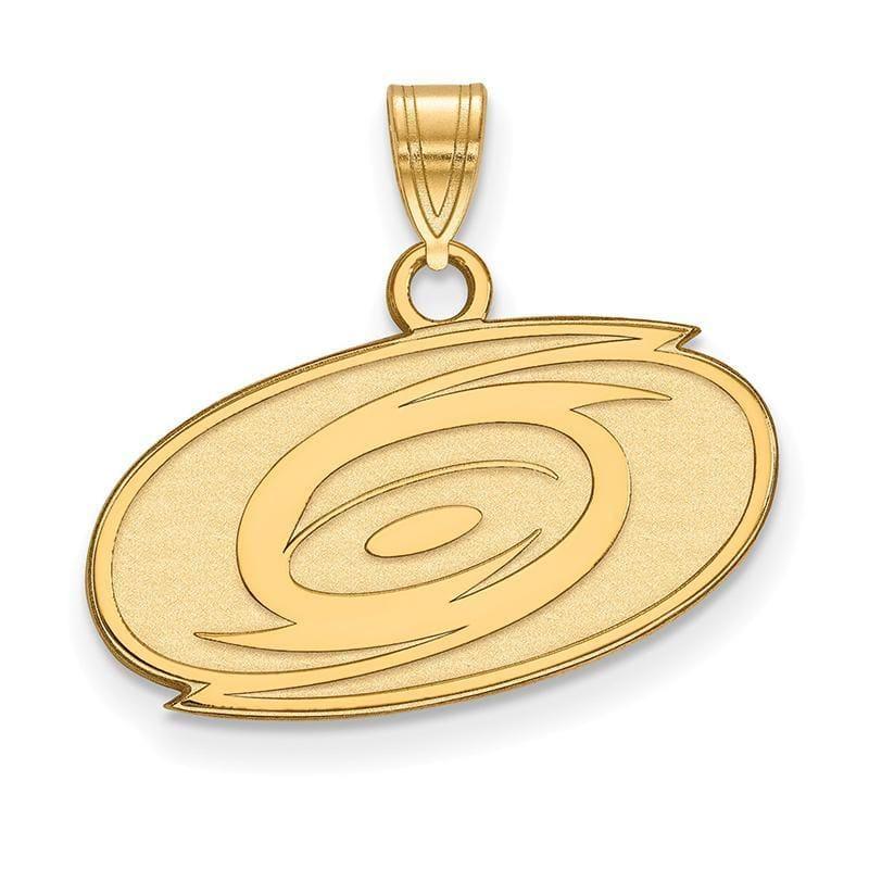 Sterling Silver w-GP NHL LogoArt Carolina Hurricanes Small Pendant - Seattle Gold Grillz