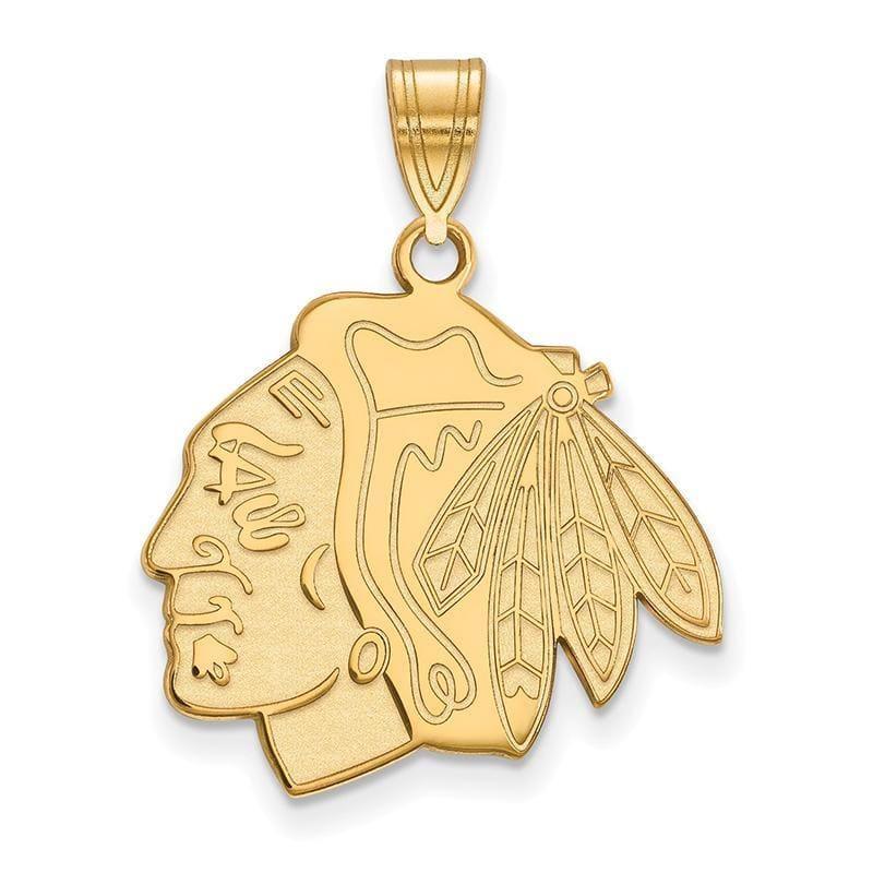 Sterling Silver w-GP NHL LogoArt Chicago Blackhawks Large Pendant - Seattle Gold Grillz