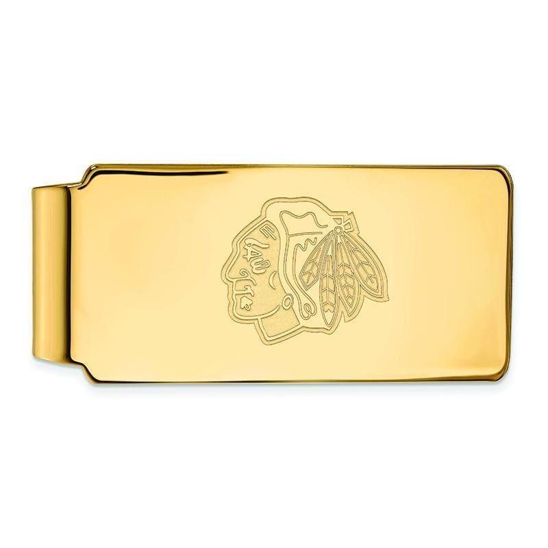 Sterling Silver w-GP NHL LogoArt Chicago Blackhawks Money Clip - Seattle Gold Grillz